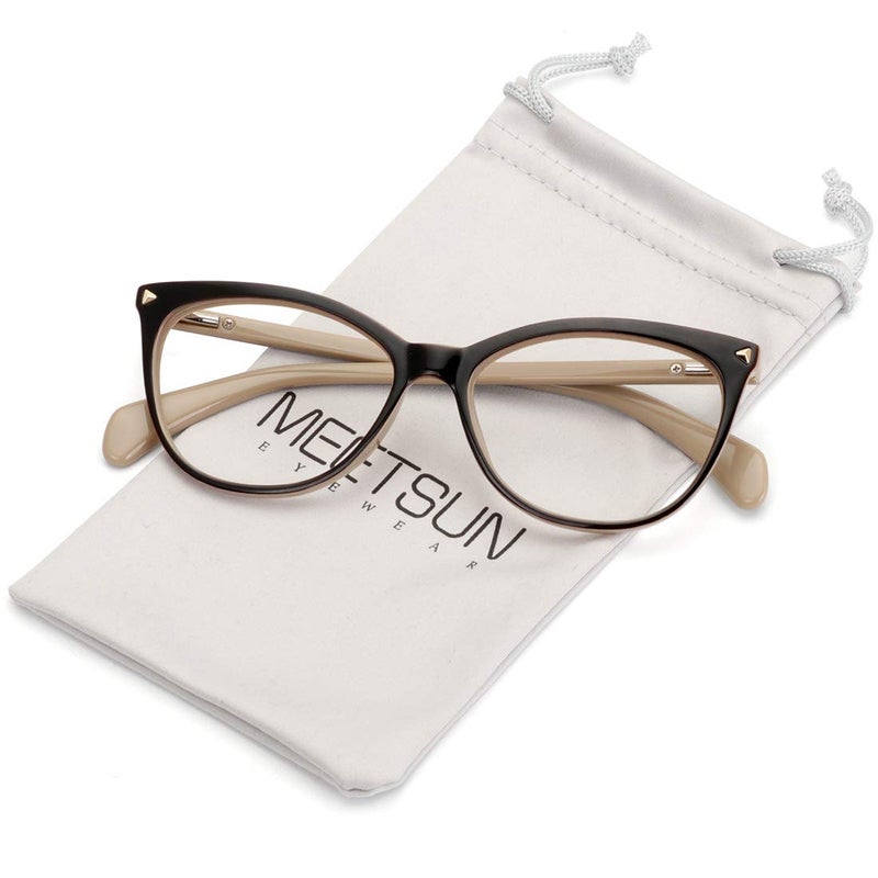 MEETSUN Non Prescription Glasses Frames For Womenï¼ŒRetro Cateye Fake Eyeglasses HD Clear Lens (Dark Brown Frame Clear Lens) - Image 1